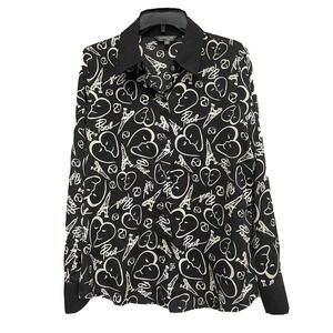 Catharine Malandrino For‎ Design Nation Blouse With Snaps Paris Graphic Size M